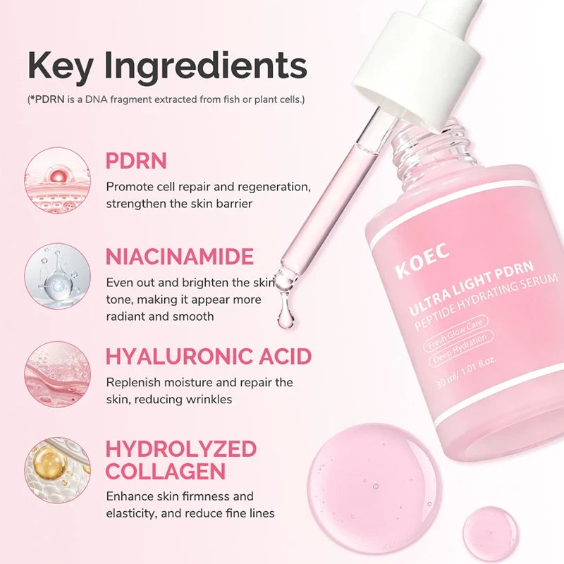 PDRN Salmon DNA Pink Peptide Facial Serum for Radiance and Hydration